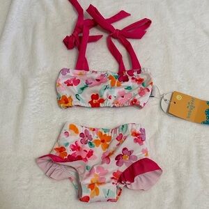 GAP Floral Kids Swim Bikini - Pink and Orange